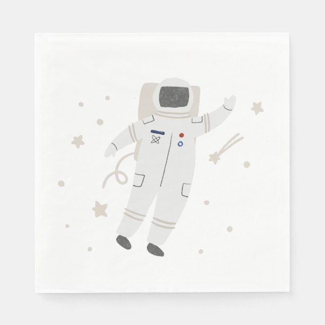 Astronaut & Stars Space Birthday Party Napkins (Front)
