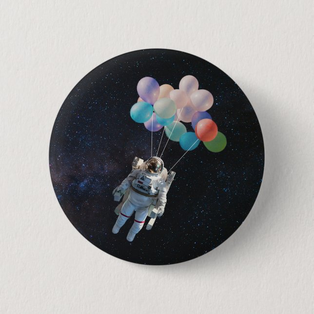 Astronaut Stars & Space Colourful Balloons 2 Inch Round Button (Front)
