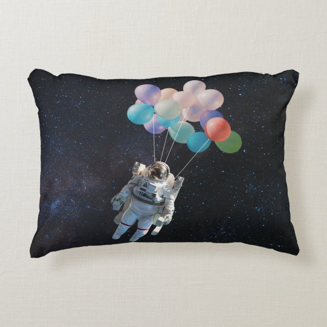 Astronaut Stars & Space Colourful Balloons Accent Pillow (Front)