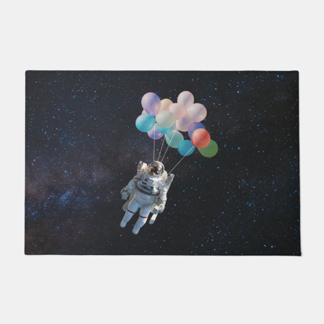 Astronaut Stars & Space Colourful Balloons Doormat (Front)