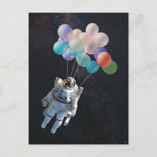 Astronaut Stars & Space Colourful Balloons Holiday Postcard