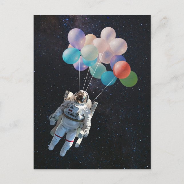 Astronaut Stars & Space Colourful Balloons Holiday Postcard (Front)