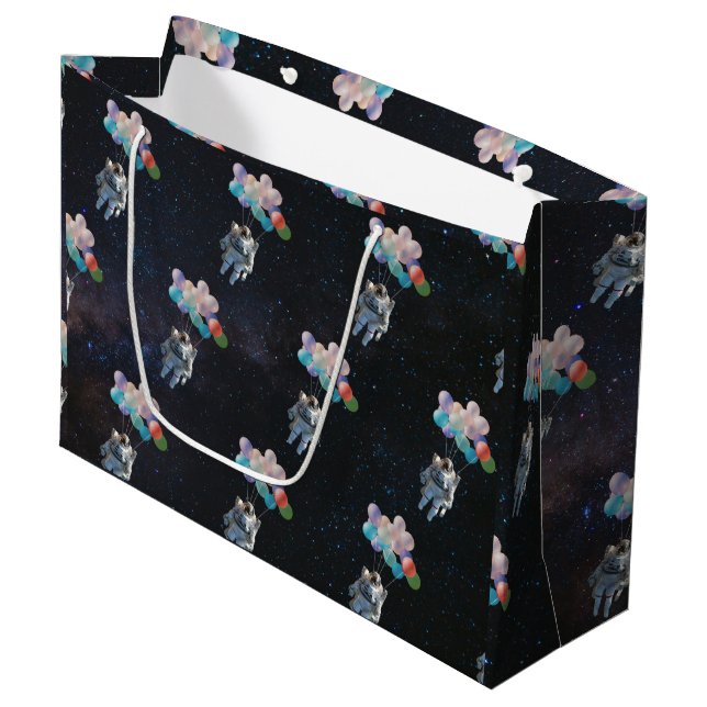 Astronaut Stars & Space Colourful Balloons Large Gift Bag (Front Angled)