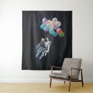 Astronaut Stars & Space Colourful Balloons Tapestry