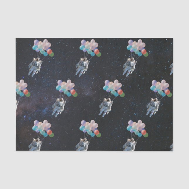 Astronaut Stars & Space Colourful Balloons Tissue Paper (Front)
