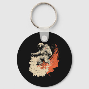 Astronaut Surfing Cosmic Ocean Wave Space Rider _4 Keychain