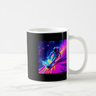 Astronaut Surfing Cosmic Rainbow Wave Graphic Desi Coffee Mug