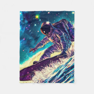 ASTRONAUT SURFING ON RIDE THE COSMIC WAVES FLEECE BLANKET