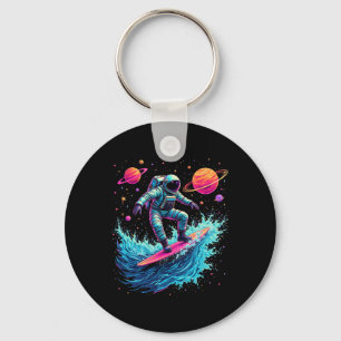 Astronaut Surfing Space  Keychain