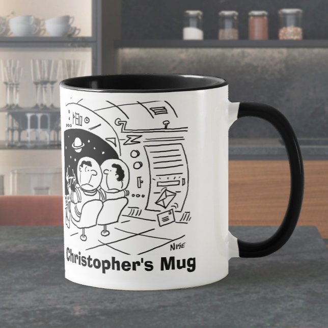 Astronaut surprised to see mail. Add Name Choice. Mug (Creator Uploaded)