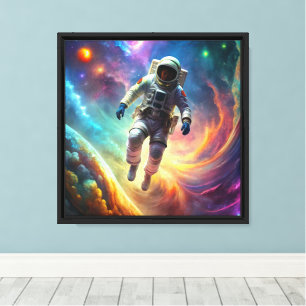 Astronaut Suspended inSpace Amidst Swirling Nebula Canvas Print