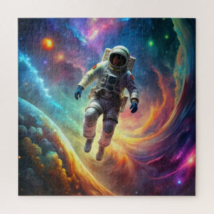 Astronaut Suspended inSpace Amidst Swirling Nebula Jigsaw Puzzle