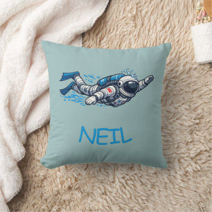 Astronaut Swimming Throw Pillow