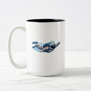 Astronaut Swimming Two-Tone Coffee Mug