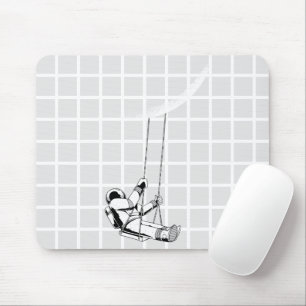 Astronaut Swinging in Space Minimalist Mouse Pad