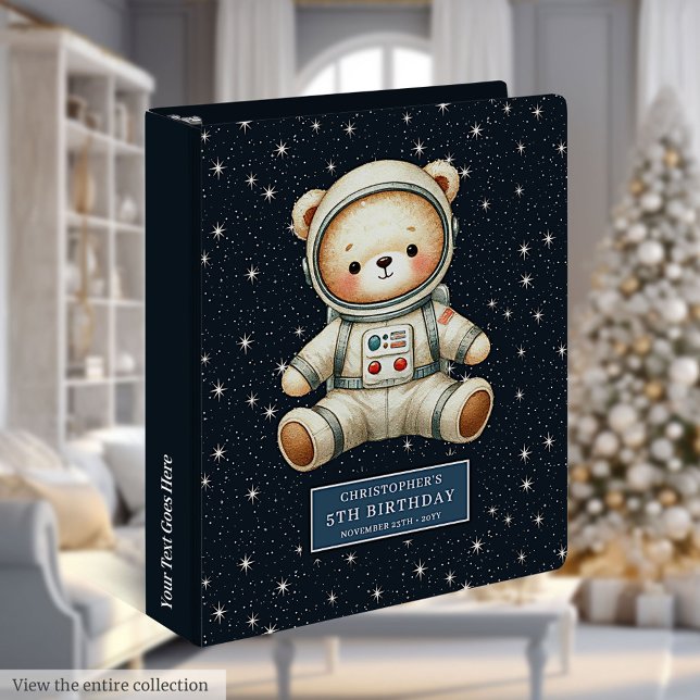 Astronaut Teddy Bear Custom Baby Boy Shower Memory Binder (Astronaut Teddy Bear Custom Baby Boy Shower Memory 3 ring binder )