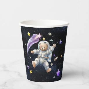 Astronaut Teddy Bear Space Party Paper Cups