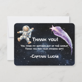 Astronaut Teddy Bear Space Thank You Card