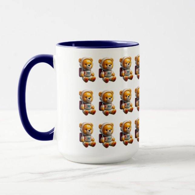 Astronaut Teddy Pattern Mug (Left)