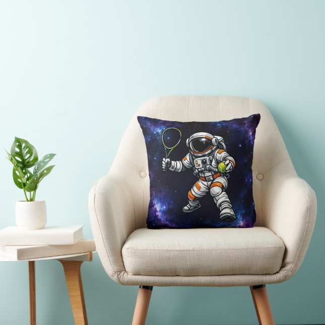 Astronaut Tennis Throw Pillow (Chair)