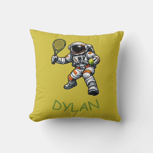 Astronaut Tennis Throw Pillow (Front)