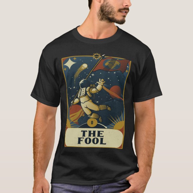 Astronaut The Fool Astronomy Tarot Card Read Witch T-Shirt (Front)