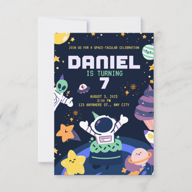 ASTRONAUT THEME BIRTHDAY  INVITATION (Front)