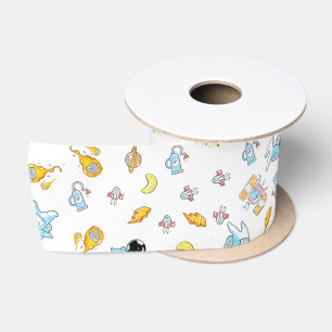 Astronaut theme in space satin ribbon
