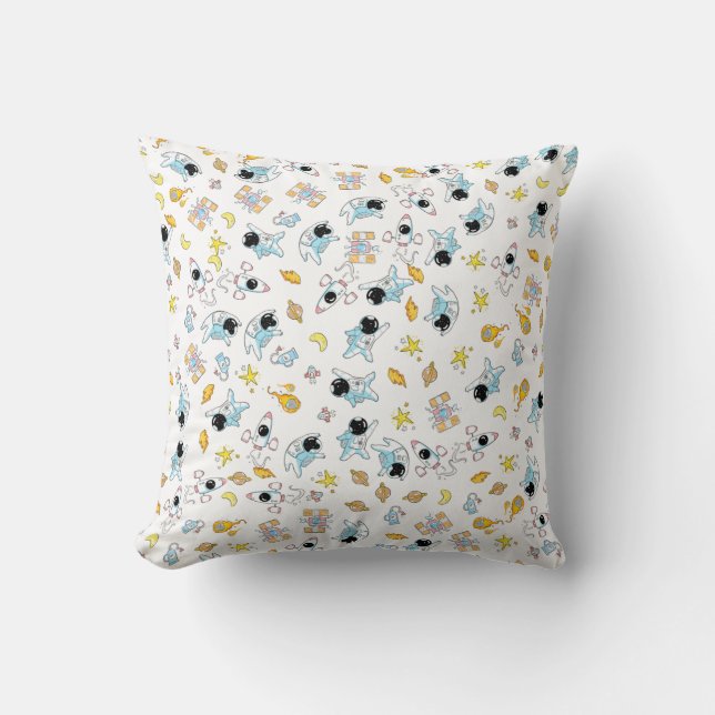 Astronaut theme in space throw pillow (Front)