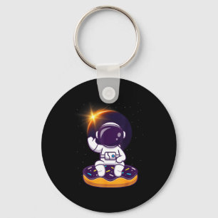 Astronaut Total Solar Eclipse Donut Keychain