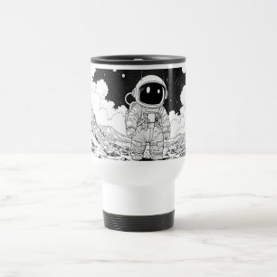 Astronaut Travel Mug, Cosmic Comic Art Mug