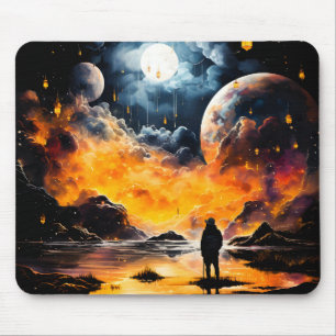 Astronaut Traveller Cosmic Horizon Journey Mouse Pad