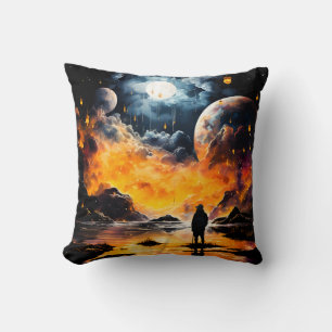 Astronaut Traveller Cosmic Horizon Journey Throw Pillow