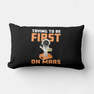 Astronaut Trying To Be First On Mars Lumbar Pillow