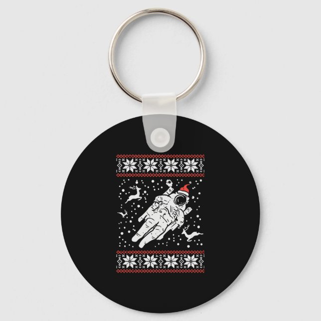 Astronaut Ugly Christmas Sweater Xmas Space Lover Keychain (Front)