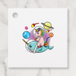 Astronaut Unicorn Riding Narwhal Space Universe Favour Tags