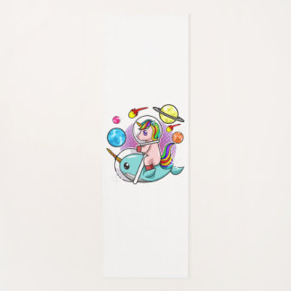 Astronaut Unicorn Riding Narwhal Space Universe Yoga Mat
