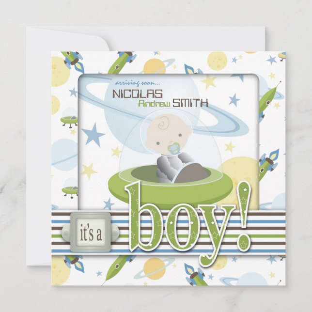 Astronaut vaisseau spatial Invitations de douche p (Devant)