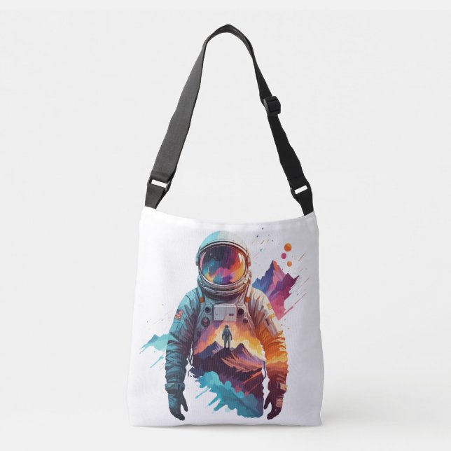 Astronaut Vector Art Space Discovery Crossbody Bag (Front)