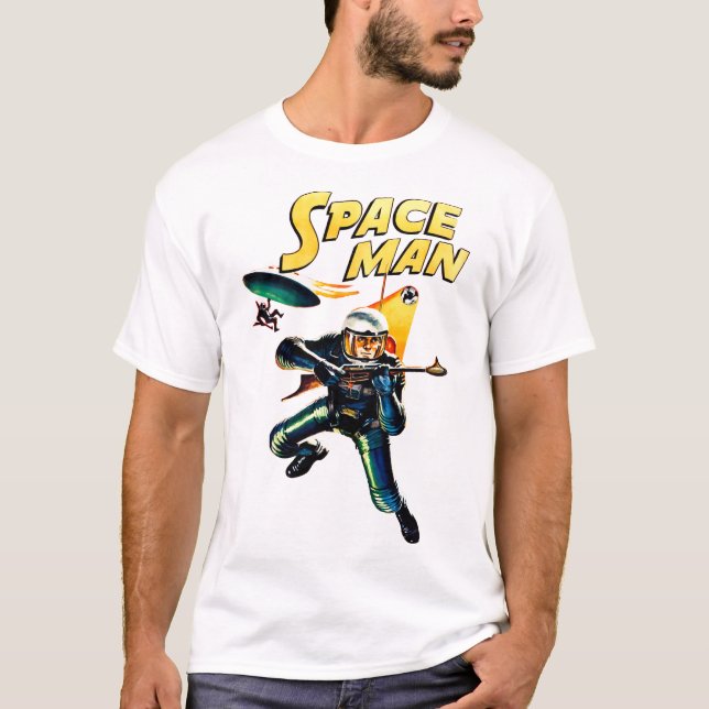 Astronaut Vintage Spaceship Science Fiction Flying T-Shirt (Front)