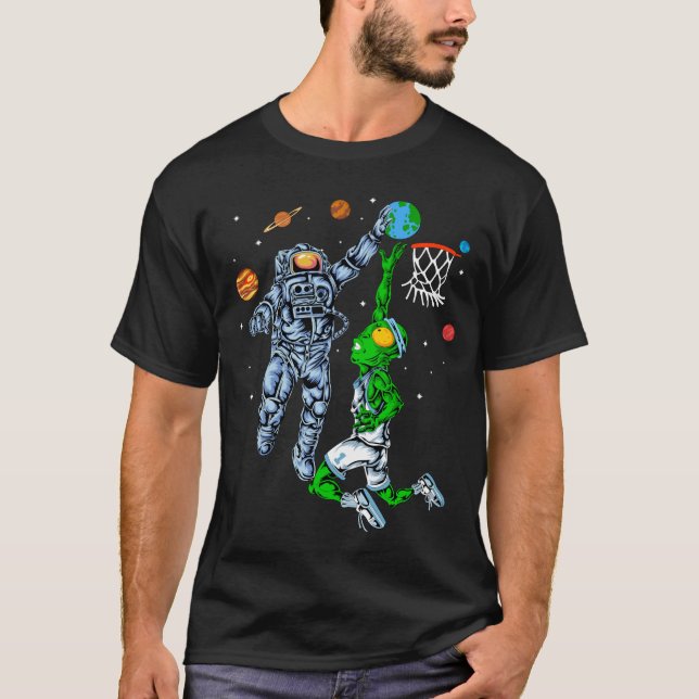 Astronaut vs alien basketball T-Shirt (Front)