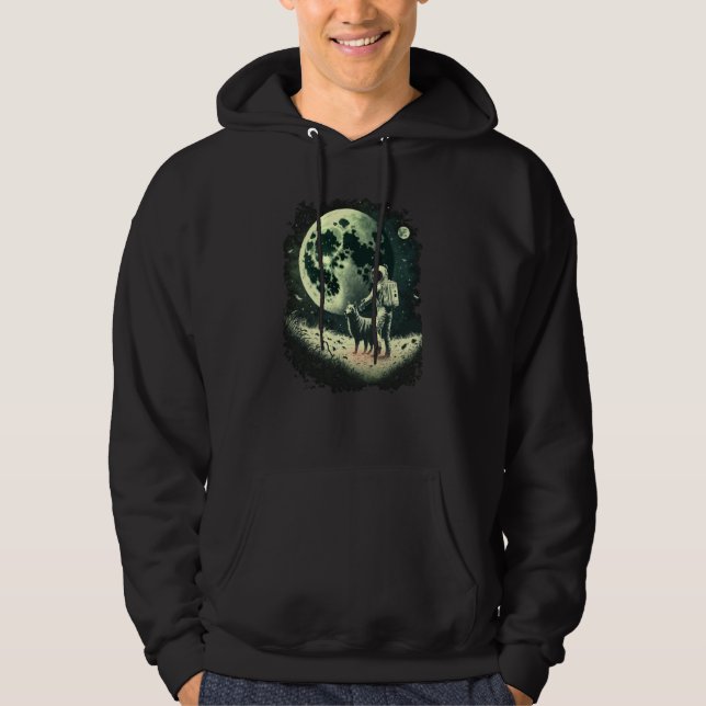 Astronaut walking his Dog in Space Fantasy Fun Hoodie (Front)