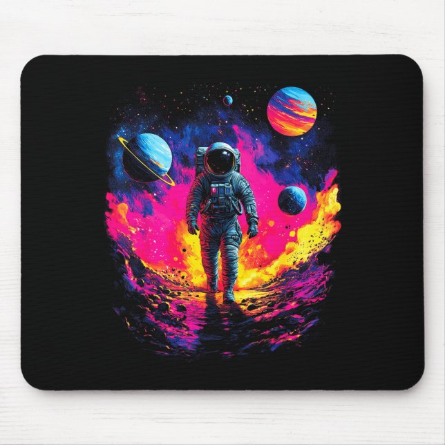 Astronaut Walking In Galaxy Outer Space Explorer S Mouse Pad (Front)