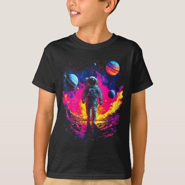 Astronaut Walking In Galaxy Outer Space Explorer S T-Shirt (Front)