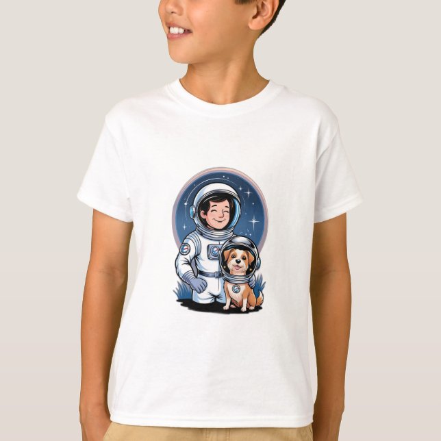 Astronaut with a pet (like a dog in a space helmet T-Shirt (Front)