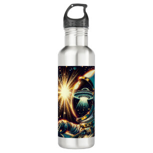 Astronaut with a Reflection of a UFO  710 Ml Water Bottle