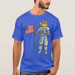 Astronaut With American Flag Space Moon USA T-Shirt