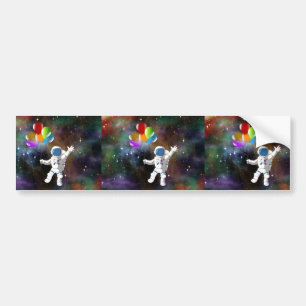Astronaut with Balloons Bumper Sticker