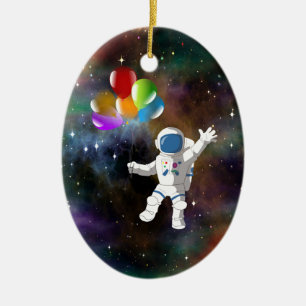 Astronaut with Balloons Ceramic Ornament
