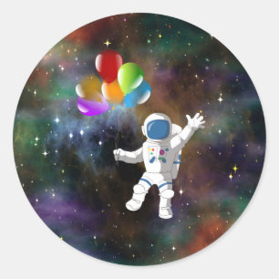 Astronaut with Balloons Classic Round Sticker